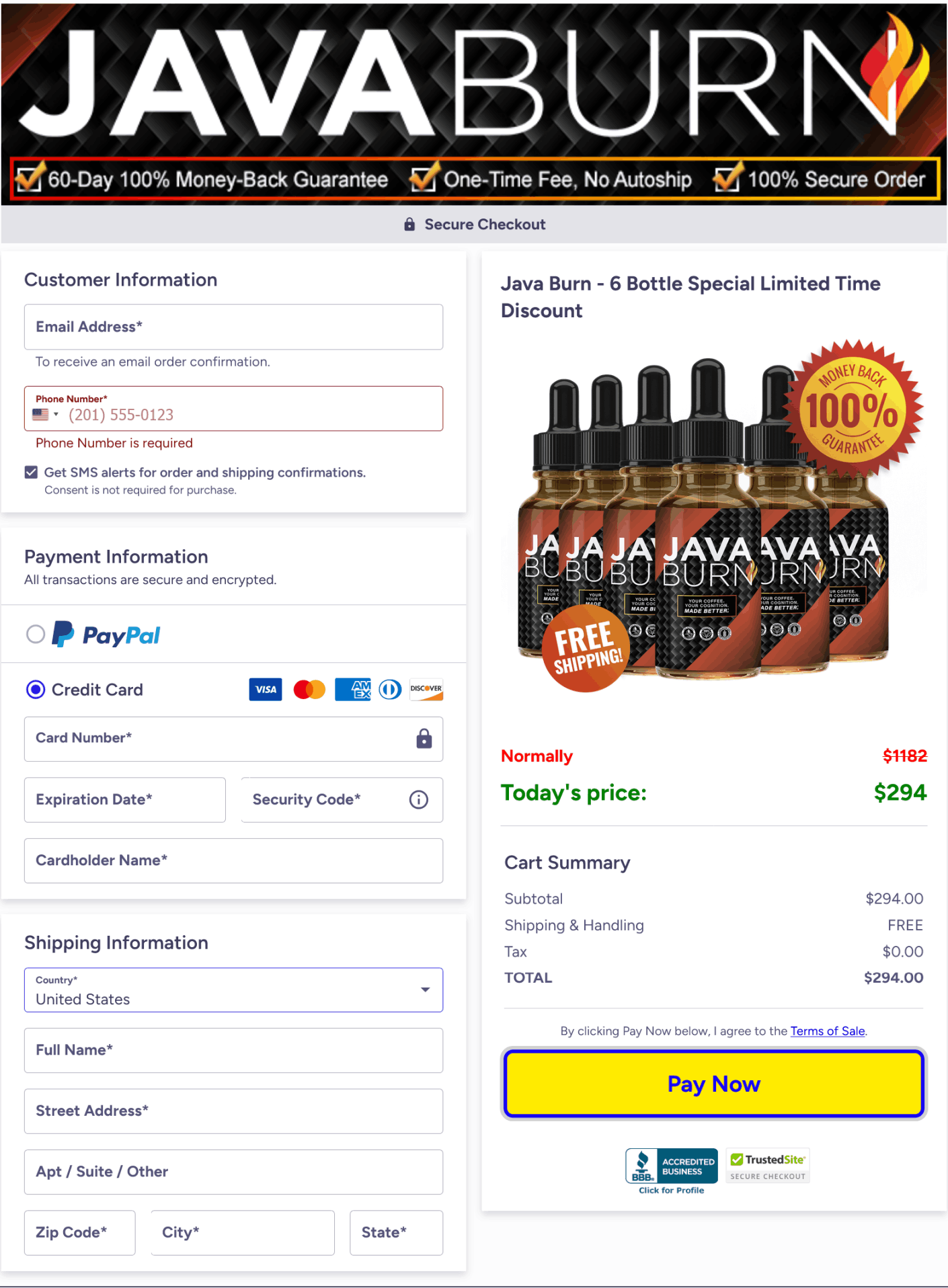 Java Burn buy page image